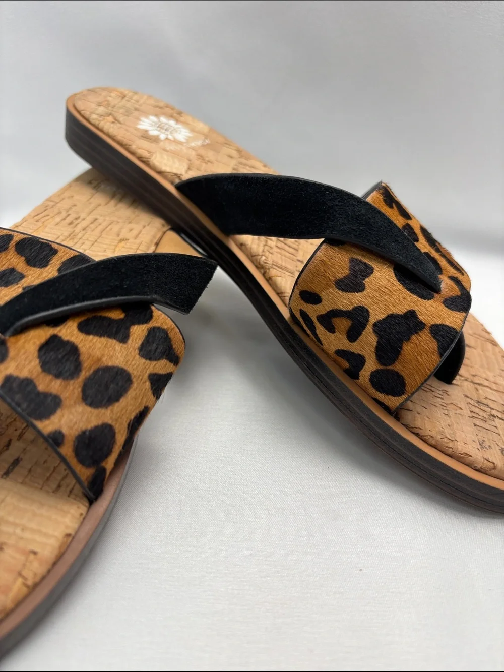 Yellow Box Women’s 7 Leopard Print Slide Sandals - Black & Tan#394 - Picture 6 of 15